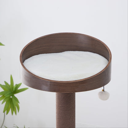 Catry Trinity CT240359 Cat tree  with a round platform cat bed and a dangling cat toy ball on a white background